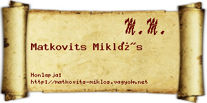 Matkovits Miklós névjegykártya