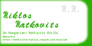 miklos matkovits business card