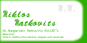 miklos matkovits business card